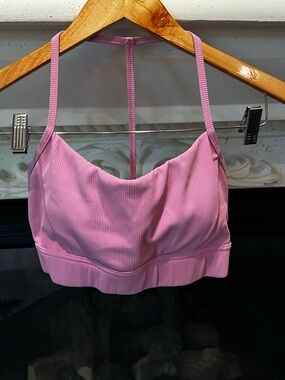 HALARA Pink Ribbed T-Back Bralette